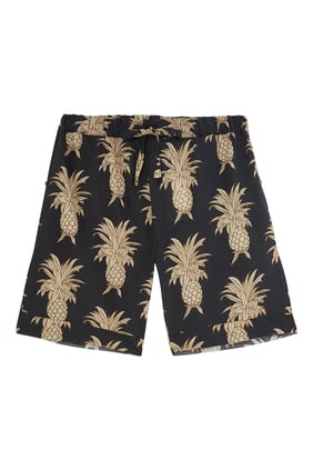 Pineapple Print Pajama Shorts